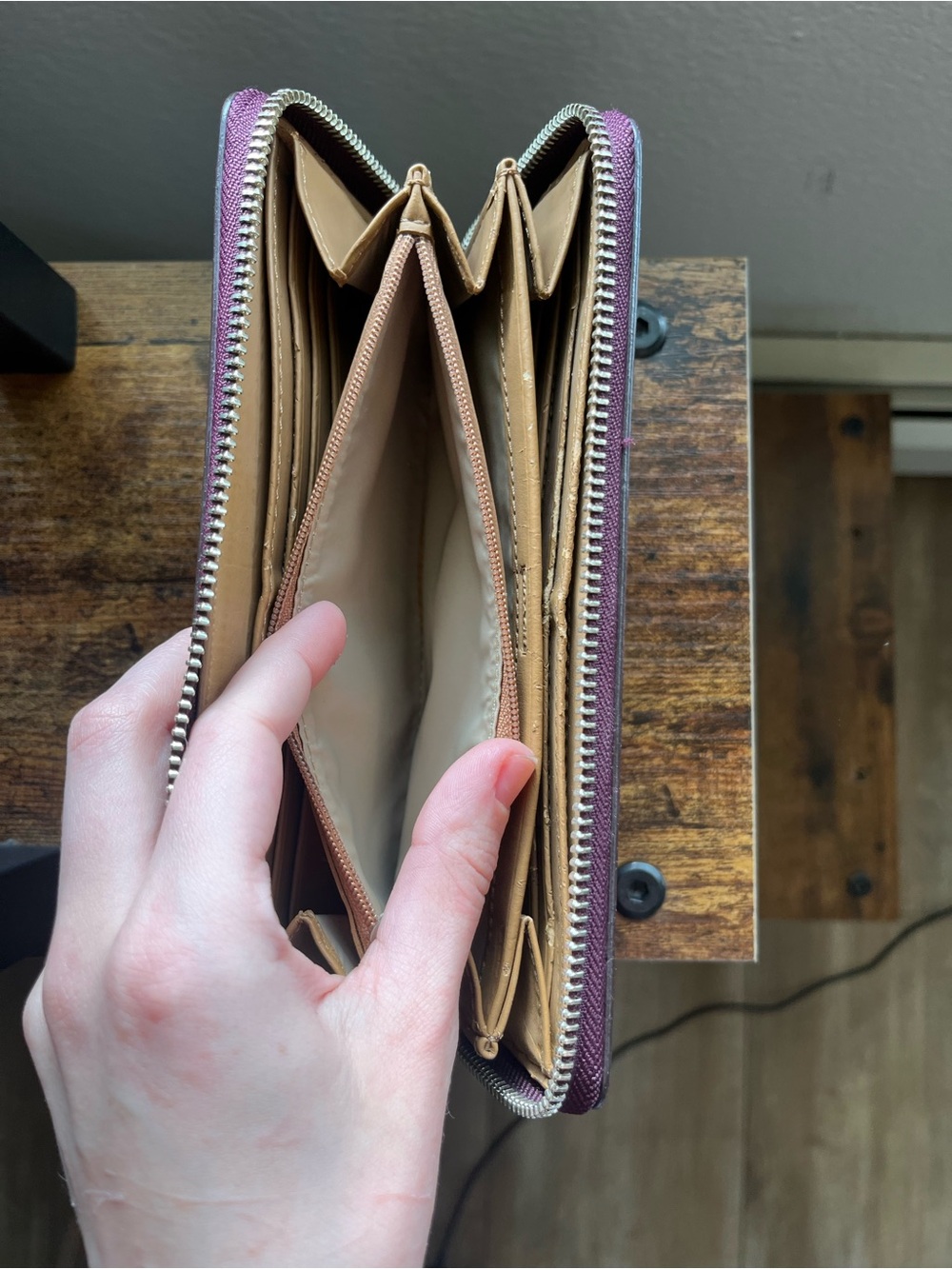 EUC- Coach Burgundy Zip-Around Wallet with Front Pocket - Picture 3 of 4